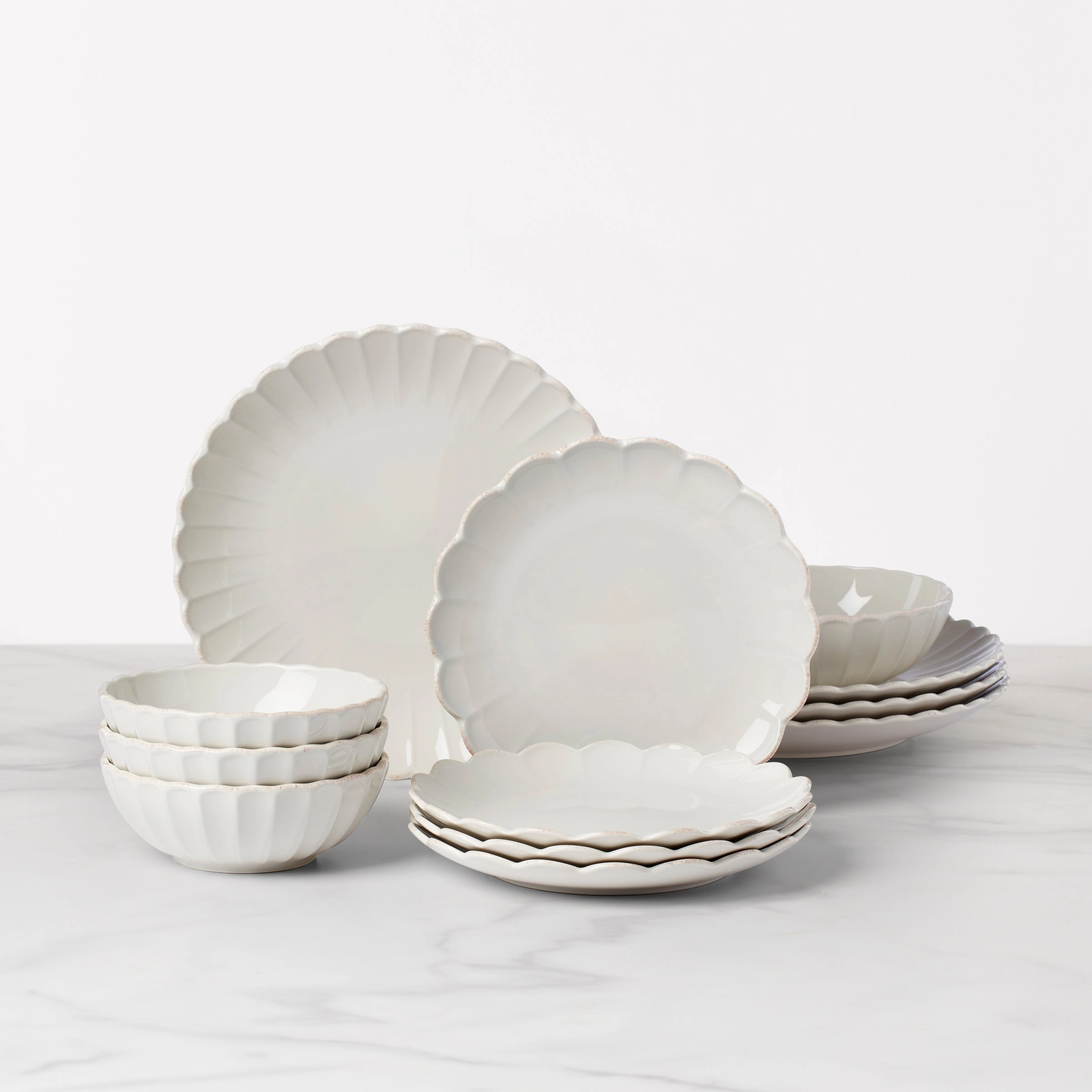French Perle Scallop 12-Piece Dinnerware Seteaster decorations ,easter centerpiece 