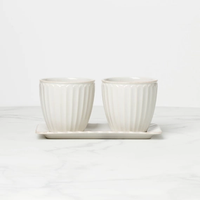 French Perle Scallop 3-Piece Herb Pot Setvalentine's day decorations ,valentine's centerpiece 