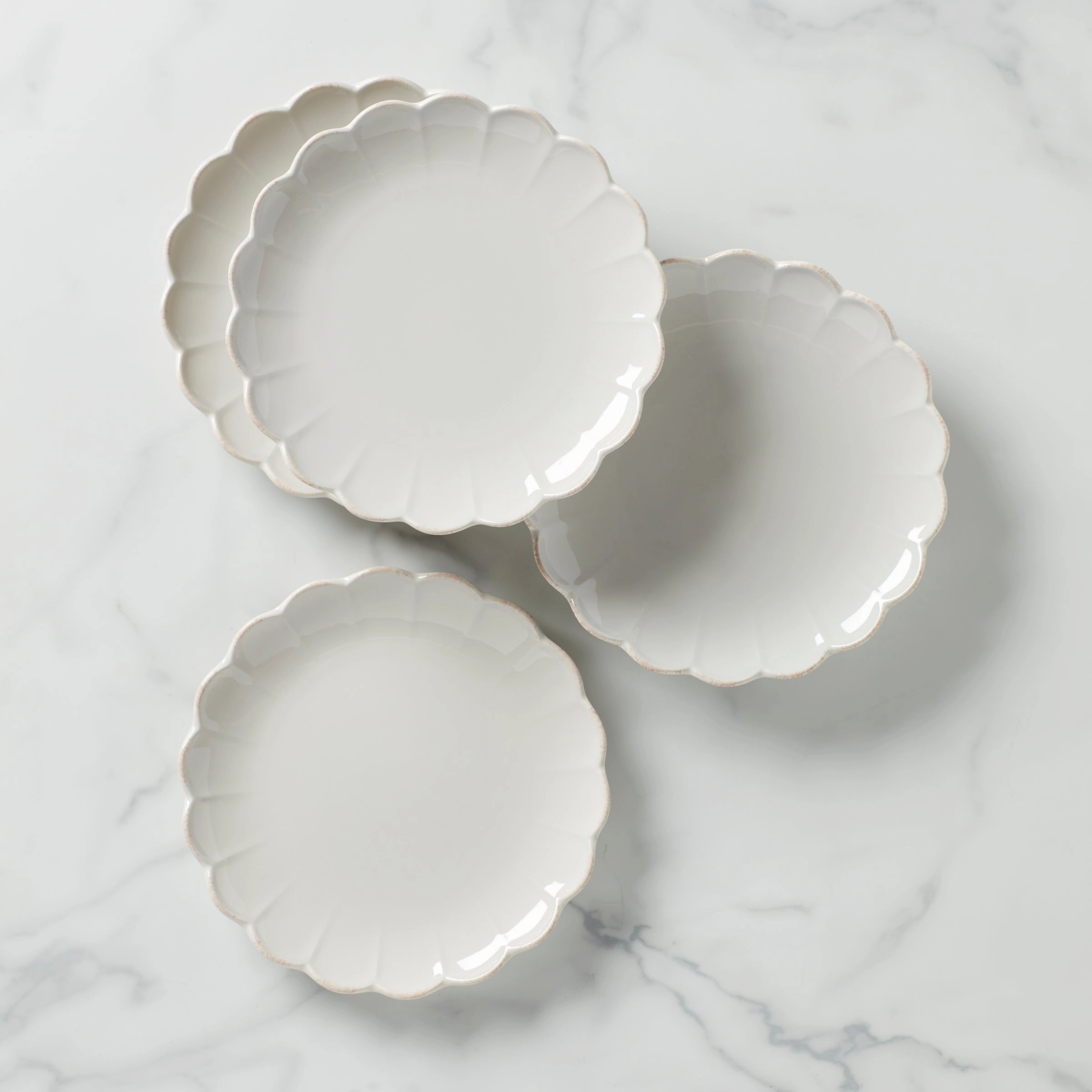 French Perle Scallop Accent Plates - Set of 4valentine's day decorations ,valentine's centerpiece 