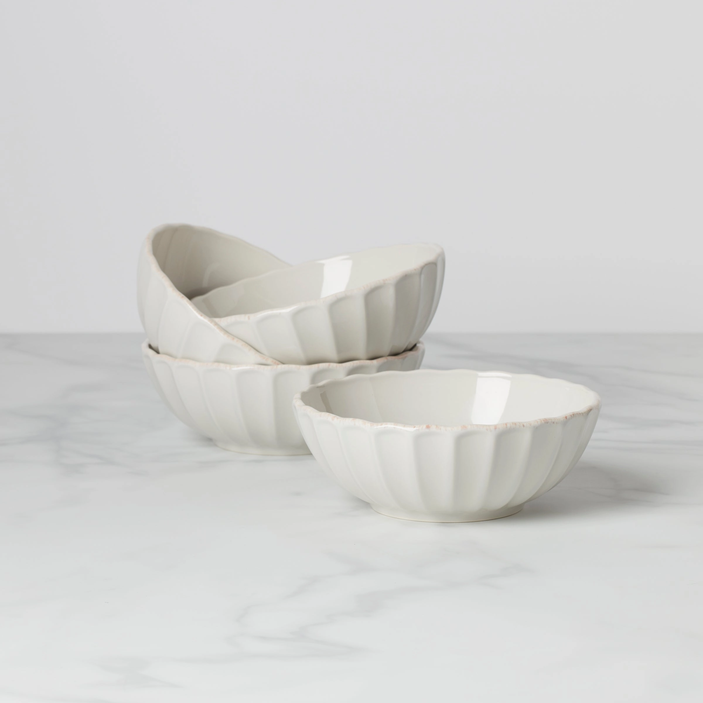 French Perle Scallop All-Purpose Bowls - Set of 4valentine's day decorations ,valentine's centerpiece 