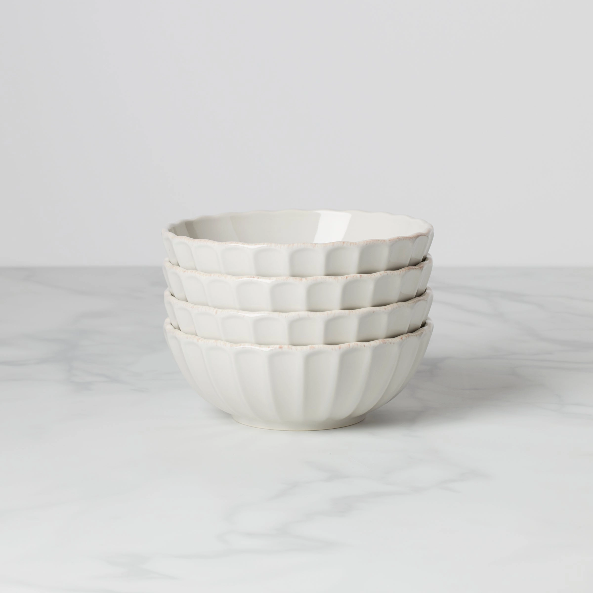 French Perle Scallop All-Purpose Bowls - Set of 4