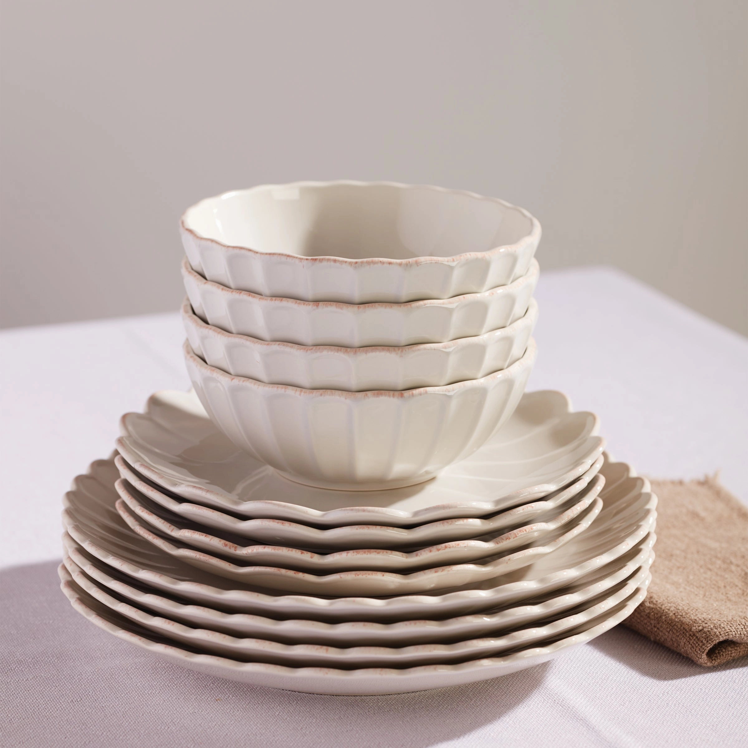 French Perle Scallop All-Purpose Bowls - Set of 4