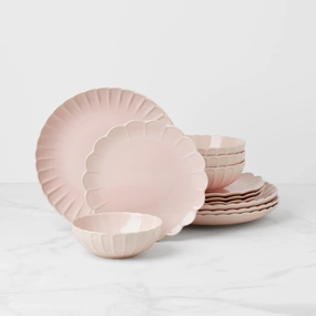 French Perle Scallop Blush 12-Piece Dinnerware Seteaster decorations ,easter centerpiece 