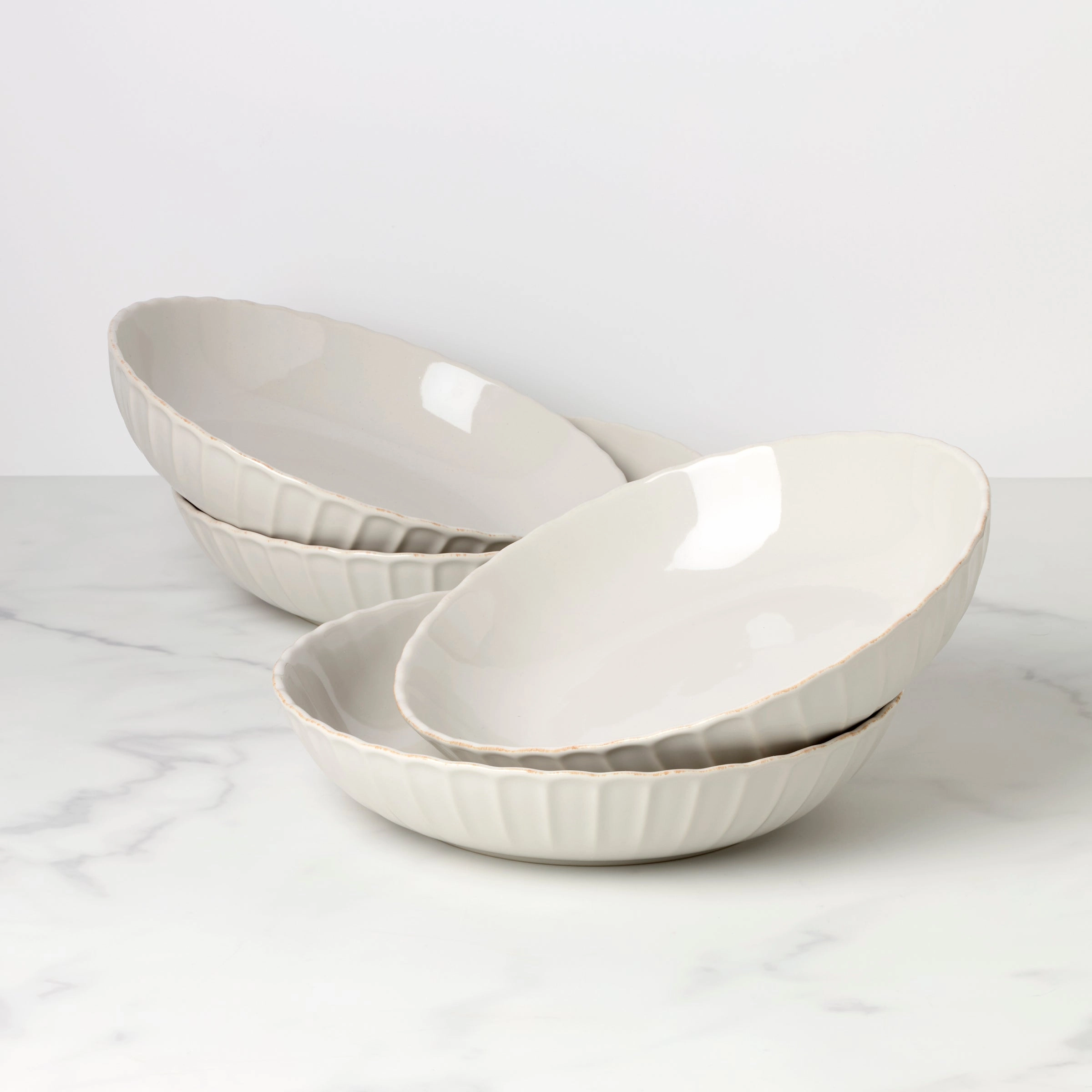 French Perle Scallop Dinner Bowls - Set of 4thanksgiving decor ,thanksgiving centerpiece 