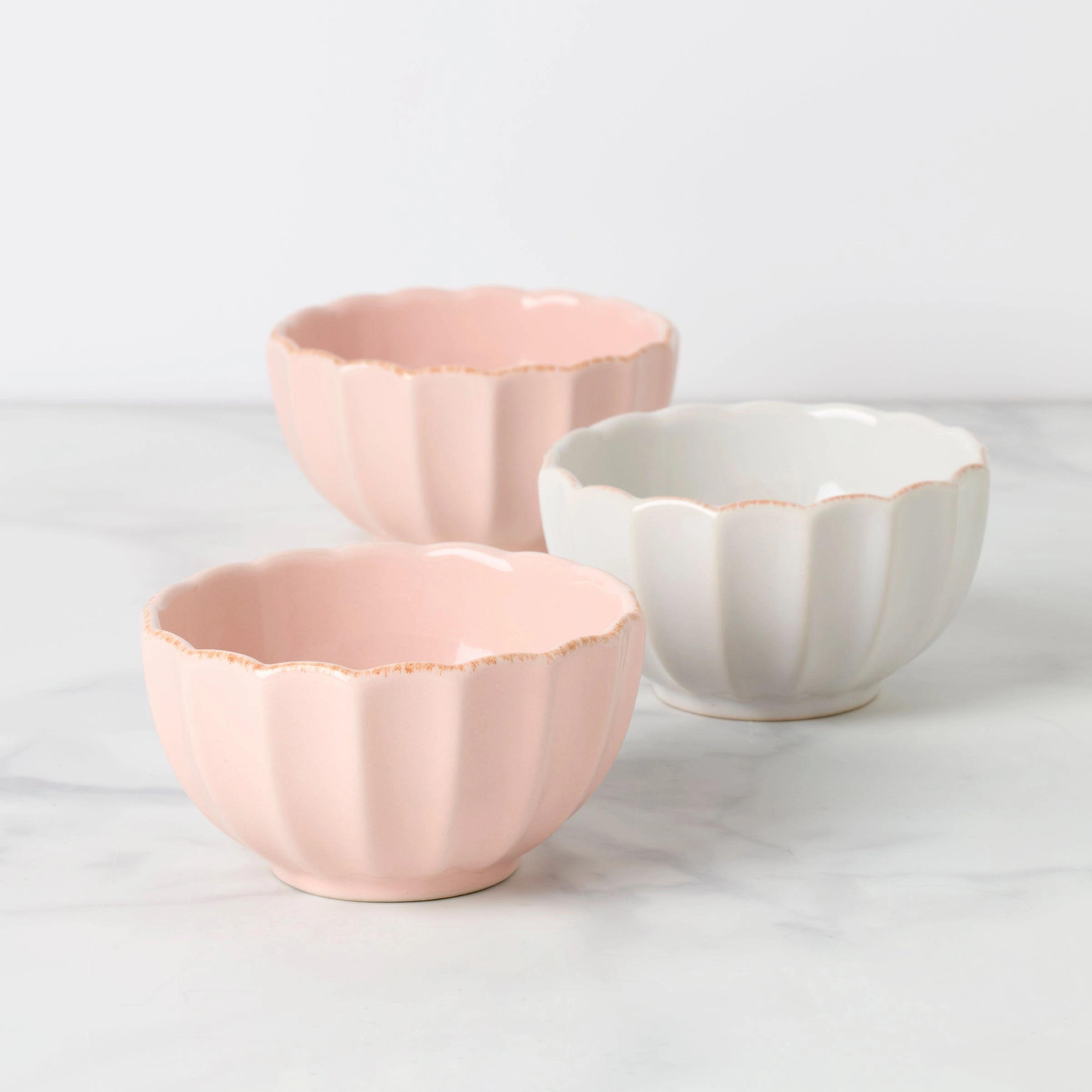 French Perle Scallop Mini Bowls - Set of 3valentine's day decorations ,valentine's centerpiece 