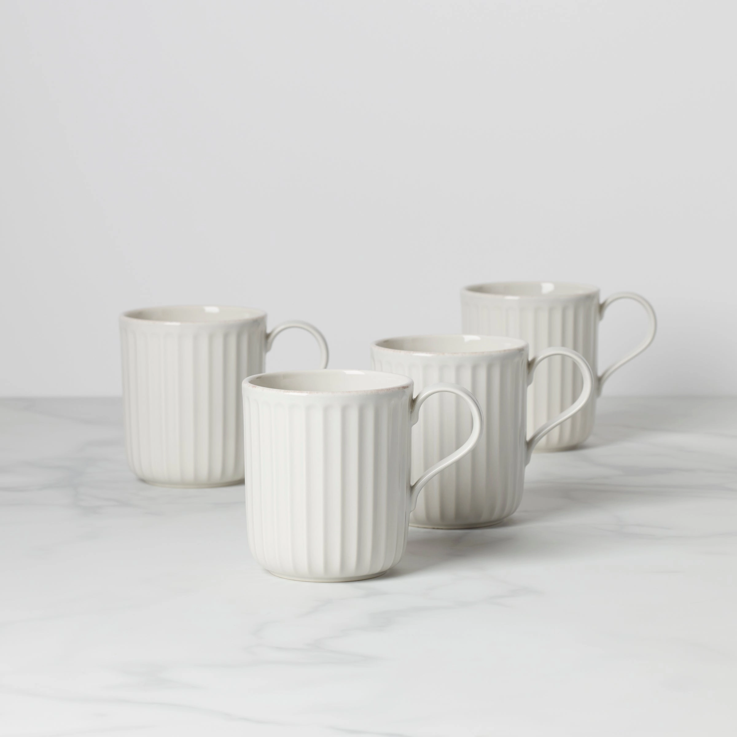 French Perle Scallop Mugs - Set of 4easter decorations ,easter centerpiece 