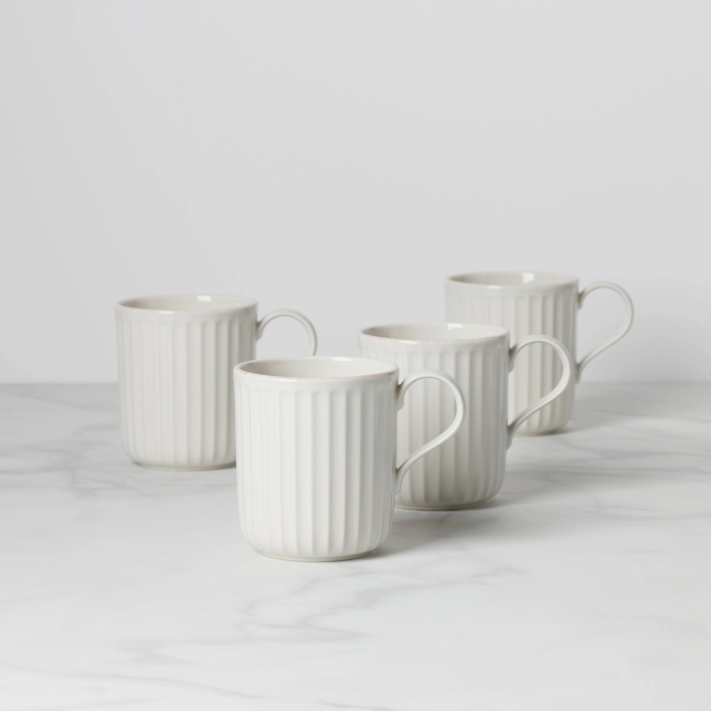 French Perle Scallop Mugs - Set of 4valentine's day decorations ,valentine's centerpiece 