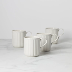 French Perle Scallop Mugs - Set of 4easter decorations ,easter centerpiece 