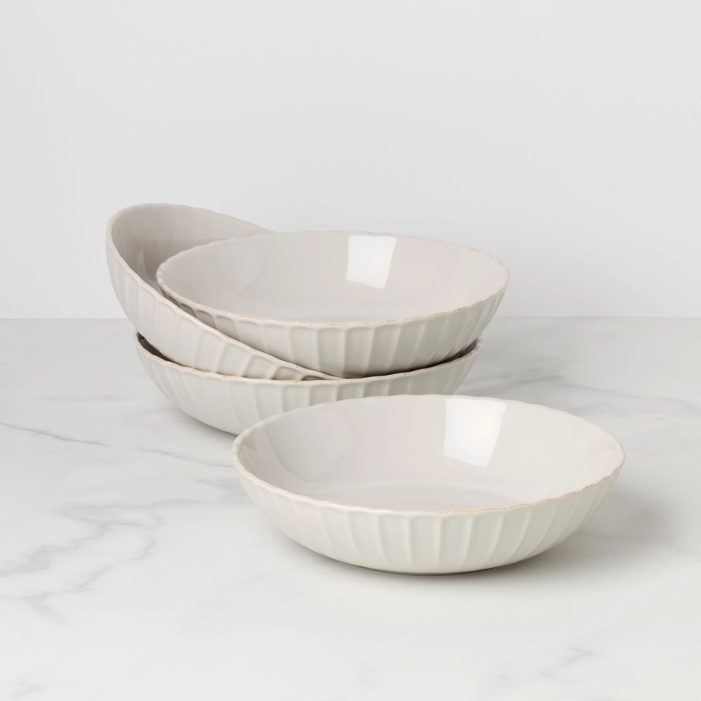 French Perle Scallop Pasta Bowls - Set of 4thanksgiving decor ,thanksgiving centerpiece 