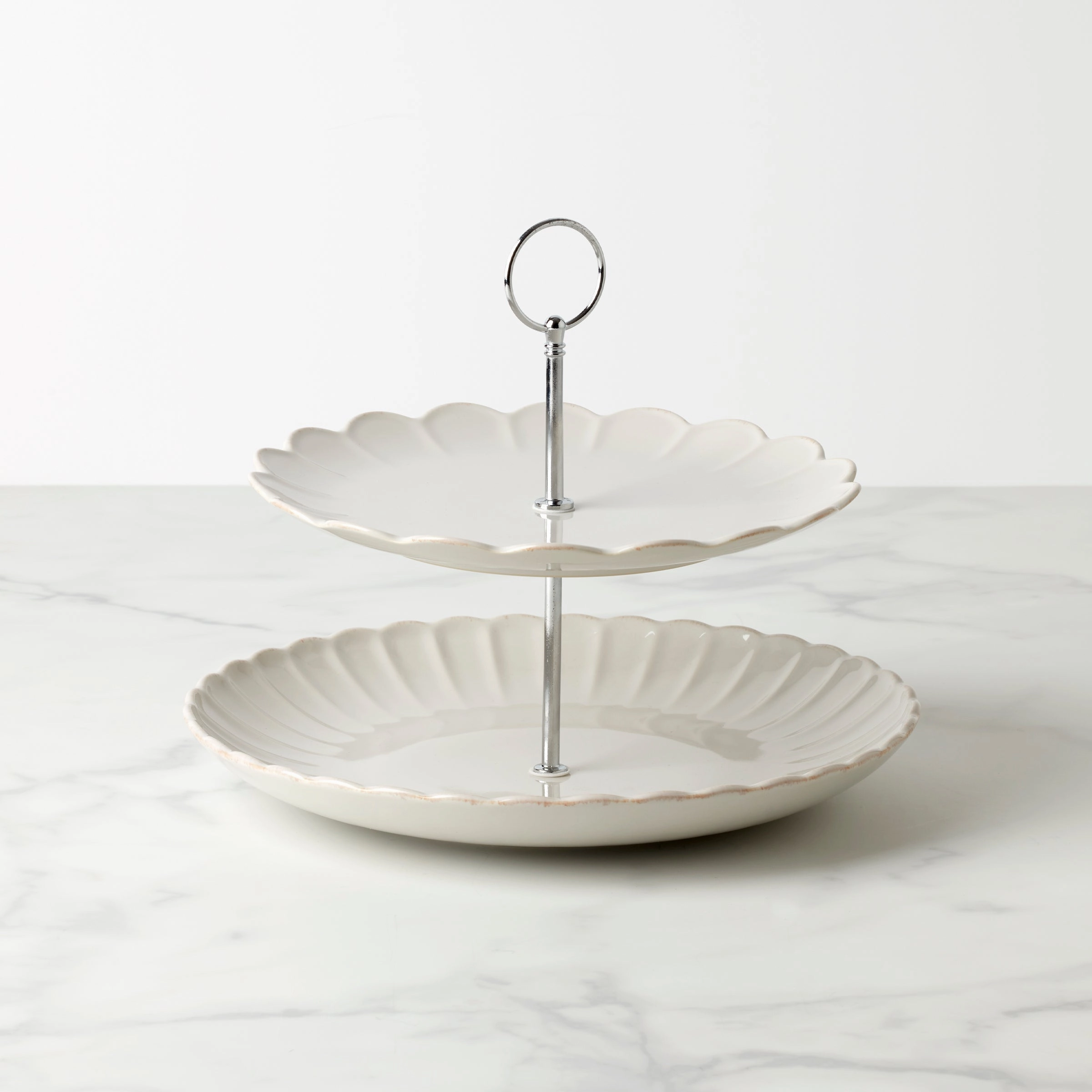 French Perle Scallop White 2-Tier Servervalentine's day decorations ,valentine's centerpiece 