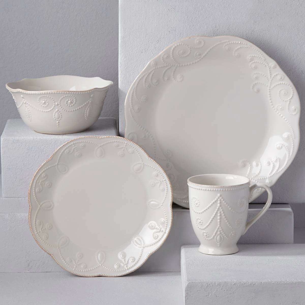 French Perle White 4-Piece Place Setting