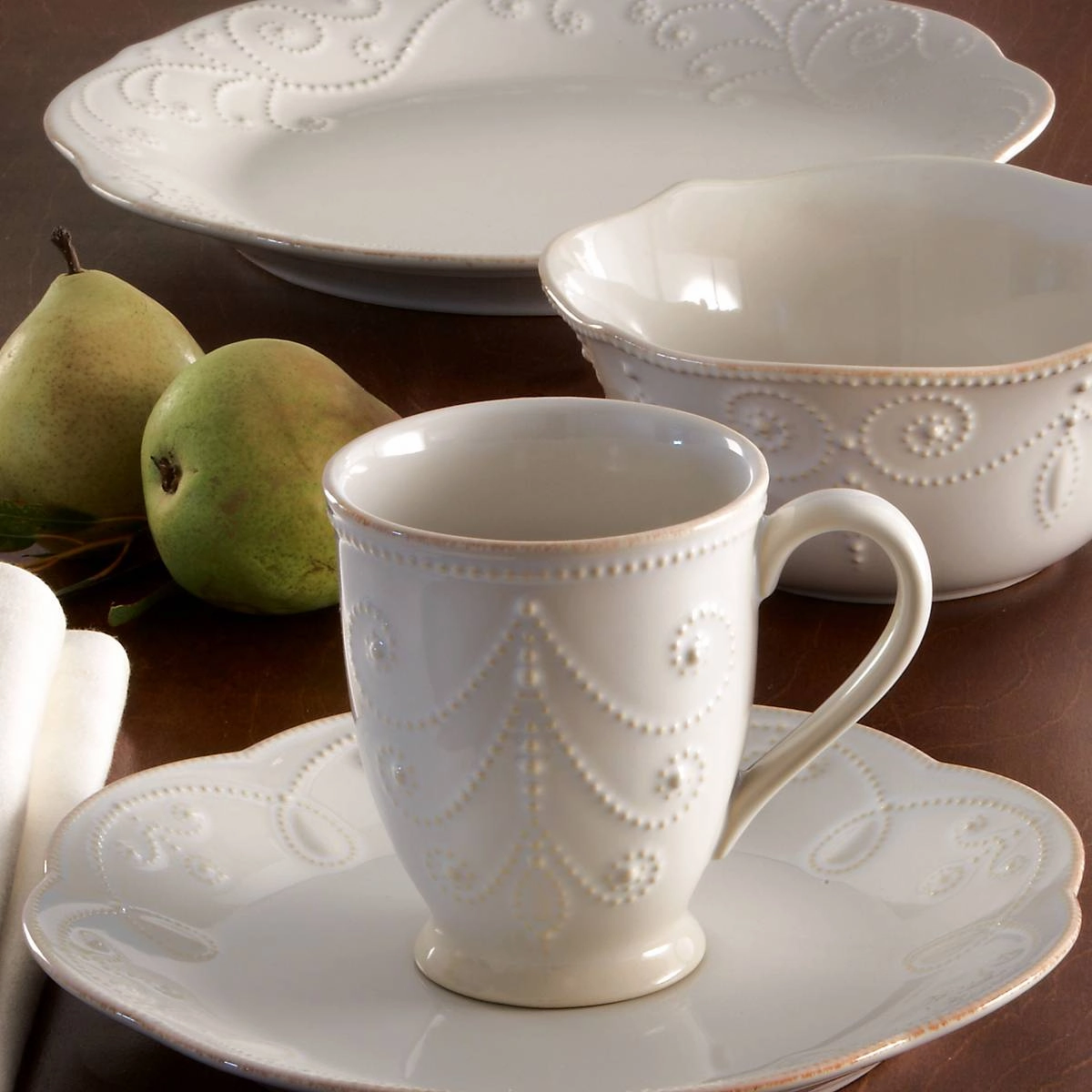 French Perle White 4-Piece Place Setting