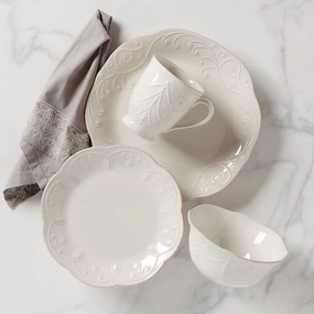 French Perle White 4-Piece Place Settingmodern kitchen decor ,kitchen dinner set ,dinnerware 