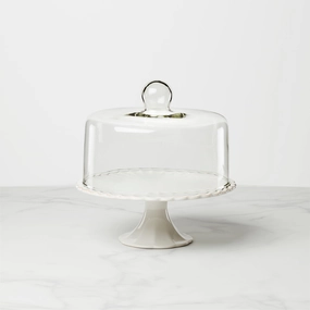 French Perle White Cake Plate With Domevalentine's day decorations ,valentine's centerpiece 