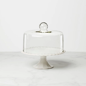 French Perle White Cake Plate With Domethanksgiving decor ,thanksgiving centerpiece 