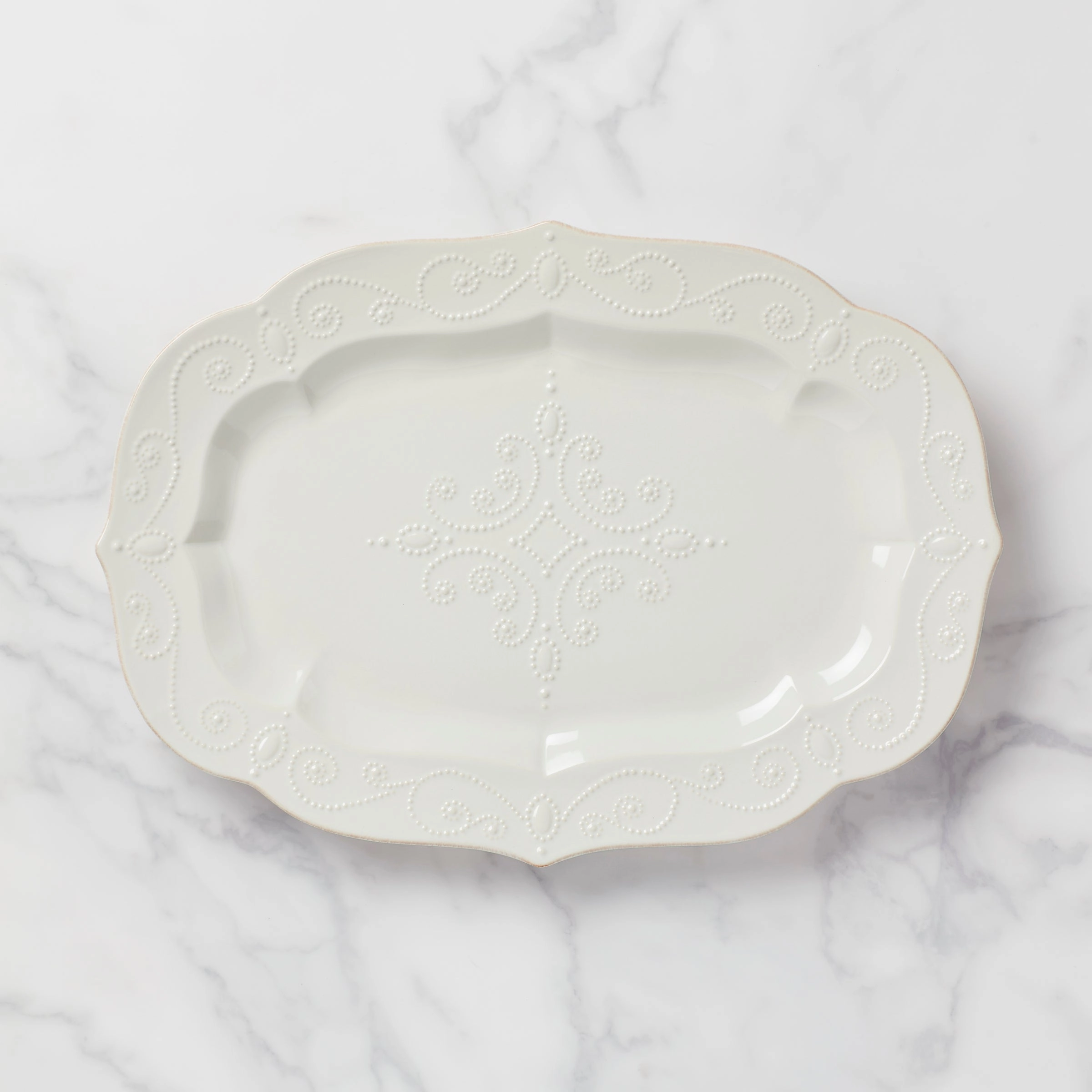 French Perle White Large Serving Platterafternoon tea dessert tray