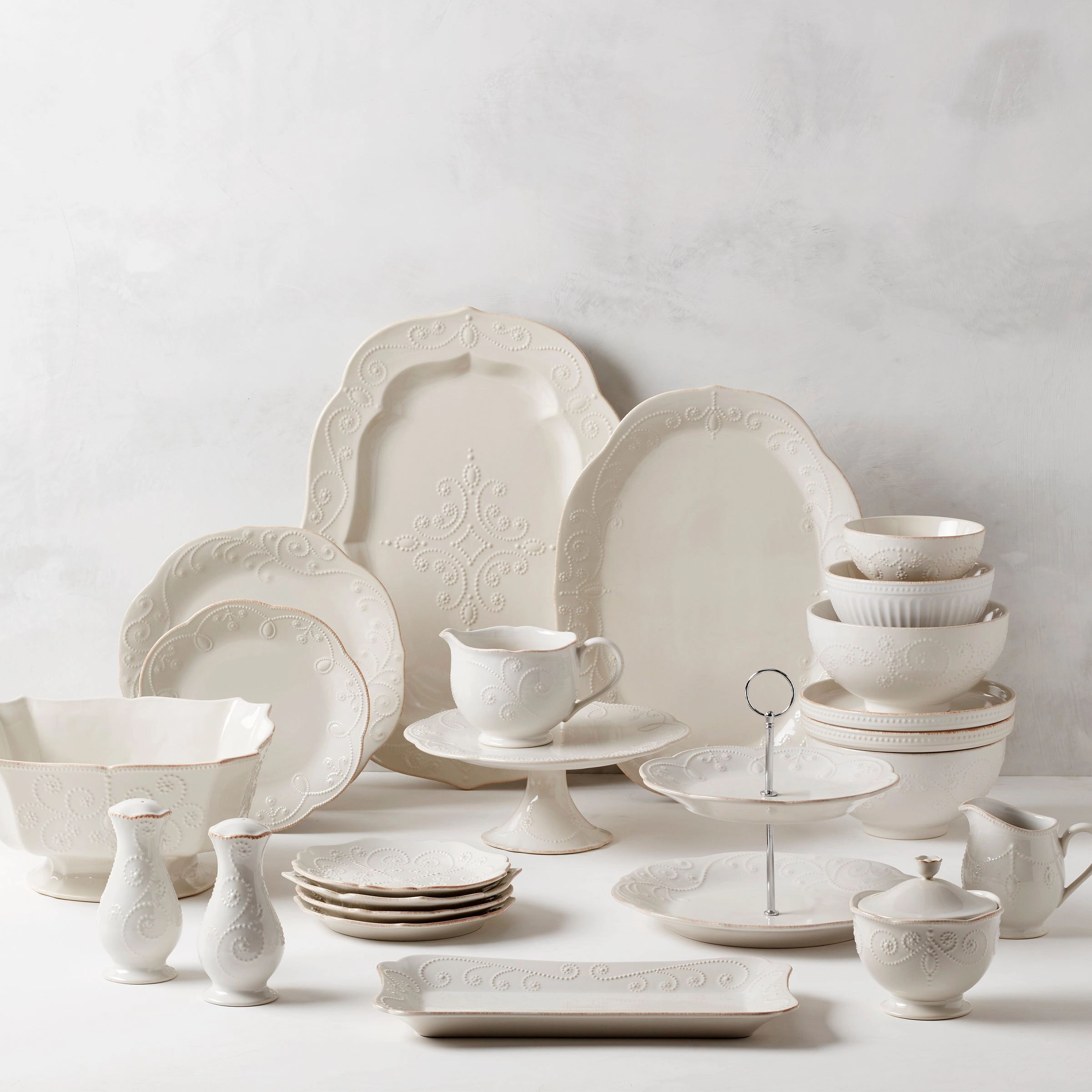 French Perle White Pedestal Cake Plate