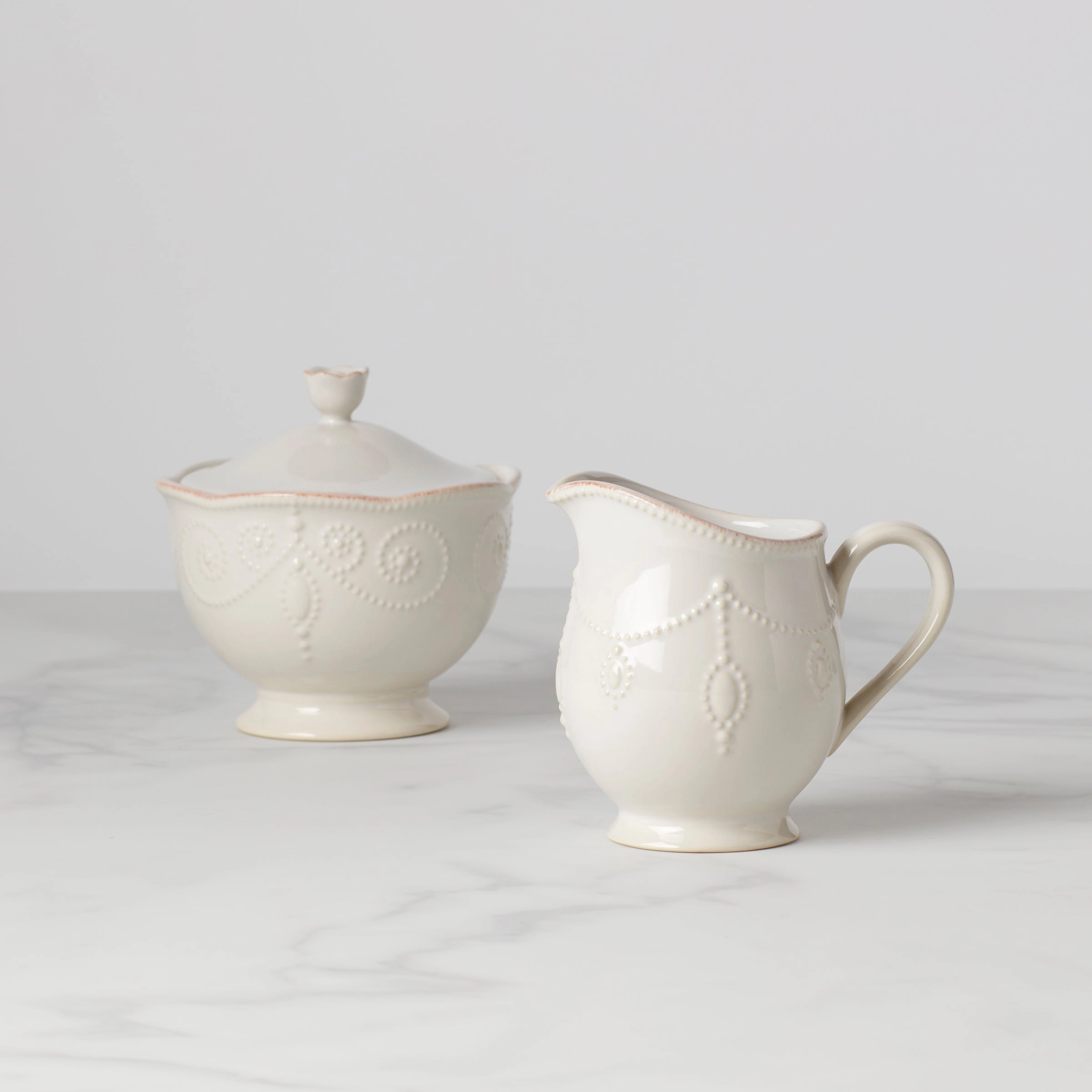 French Perle White Sugar & Creamermodern kitchen decor ,kitchen dinner set ,dinnerware 