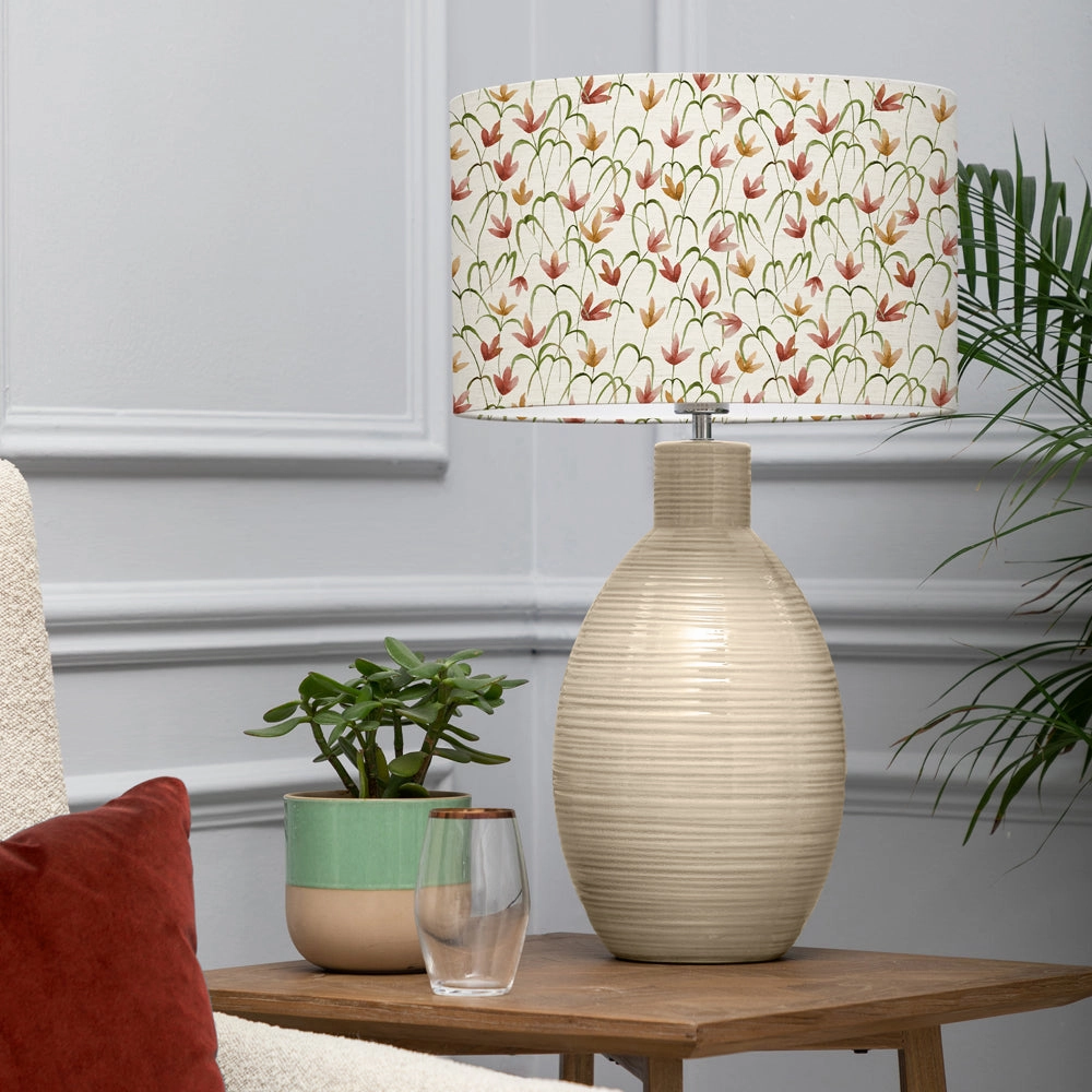 Fresia Eva & Epona Complete Table Lamp Linenreplacement lampshade,White Linen Drum Lampshade for Table or Floor Lamp