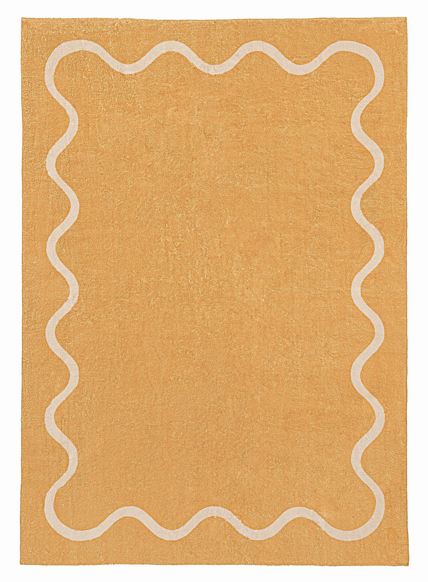 Frida Mustard and Cream Wiggle Bordered Washable Rugmodern color block patchwork rug