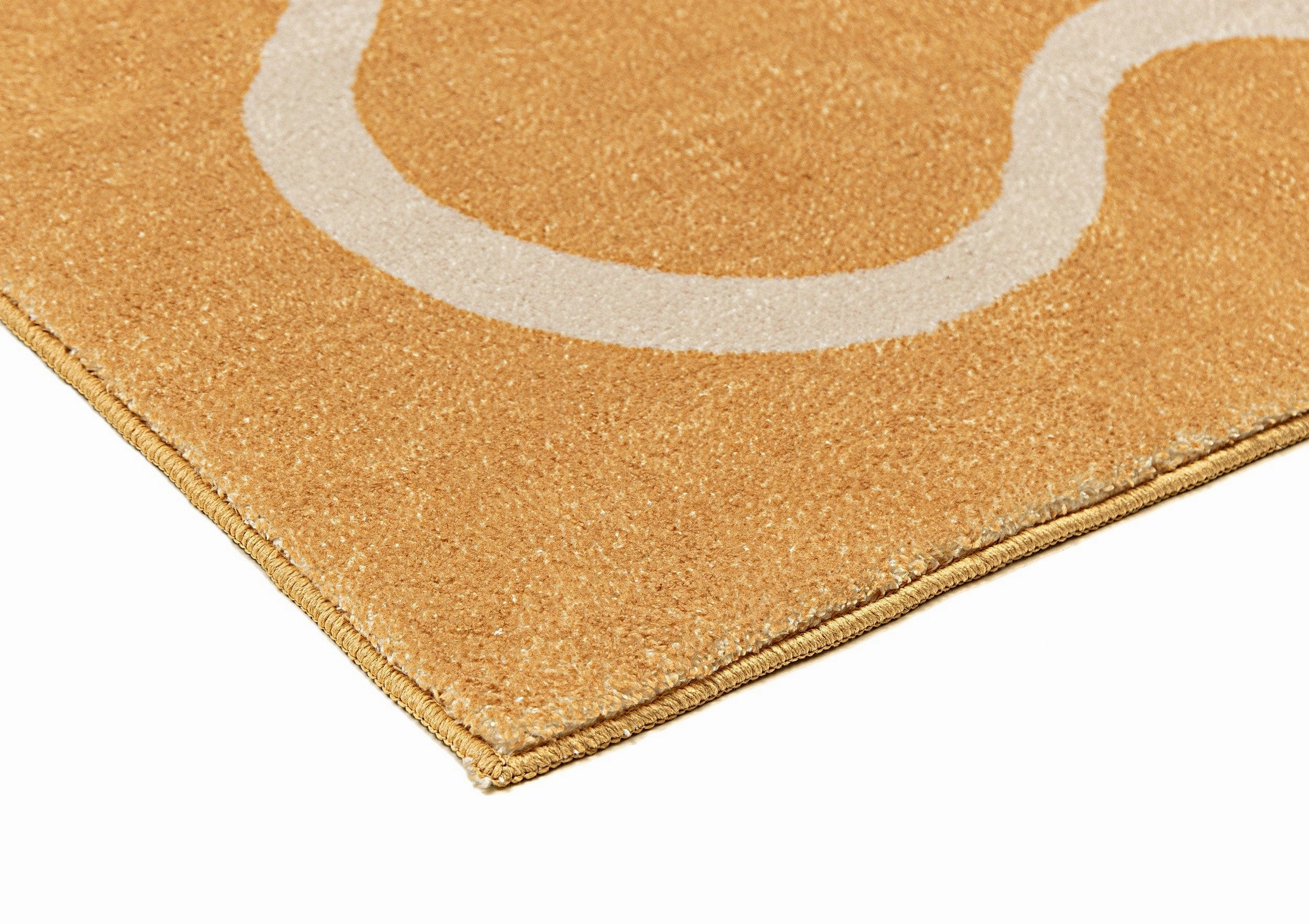 Frida Mustard and Cream Wiggle Bordered Washable Rug