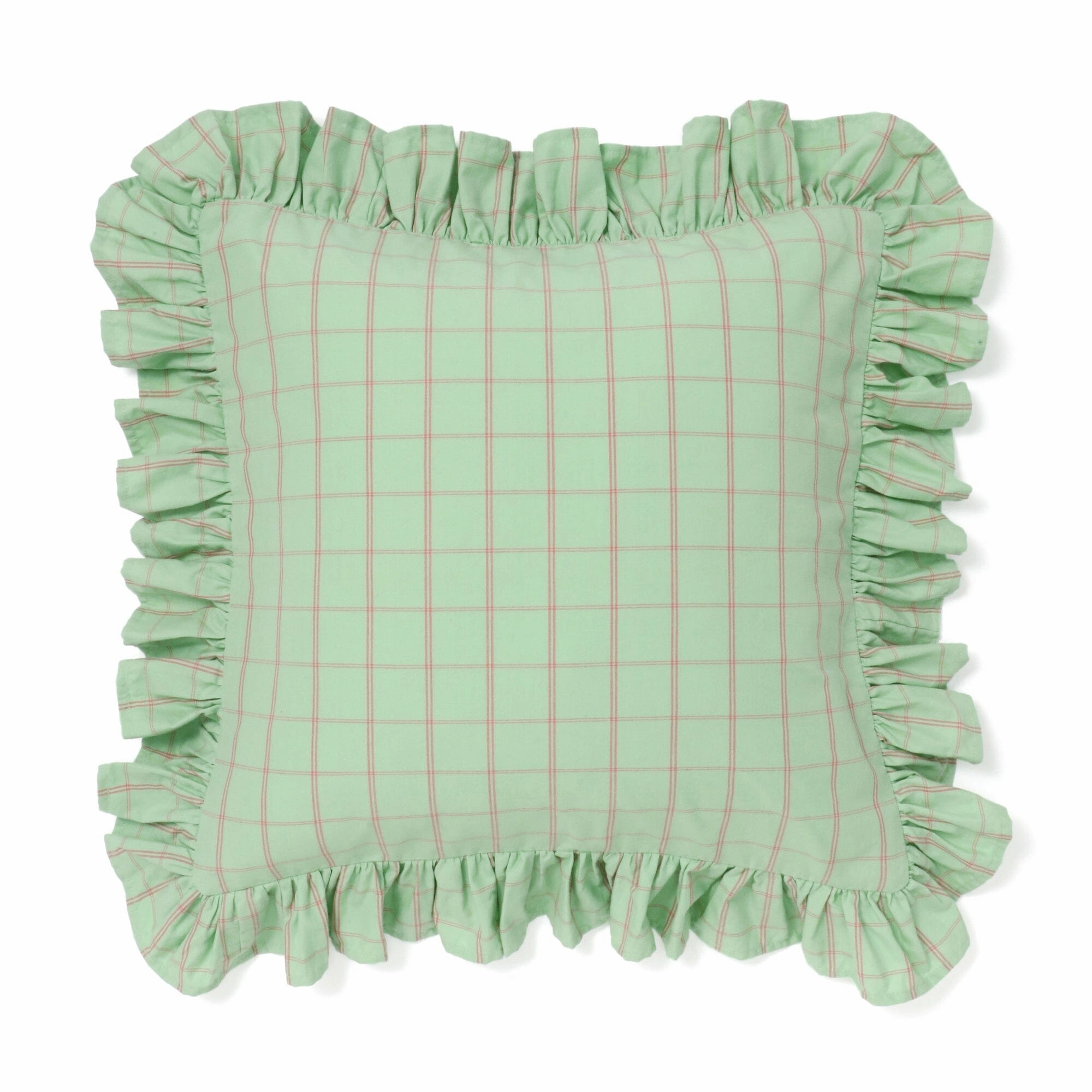 Frill Check Cushion Cover 450 X 450 Light Greenbedding sets ,throw blankets 
