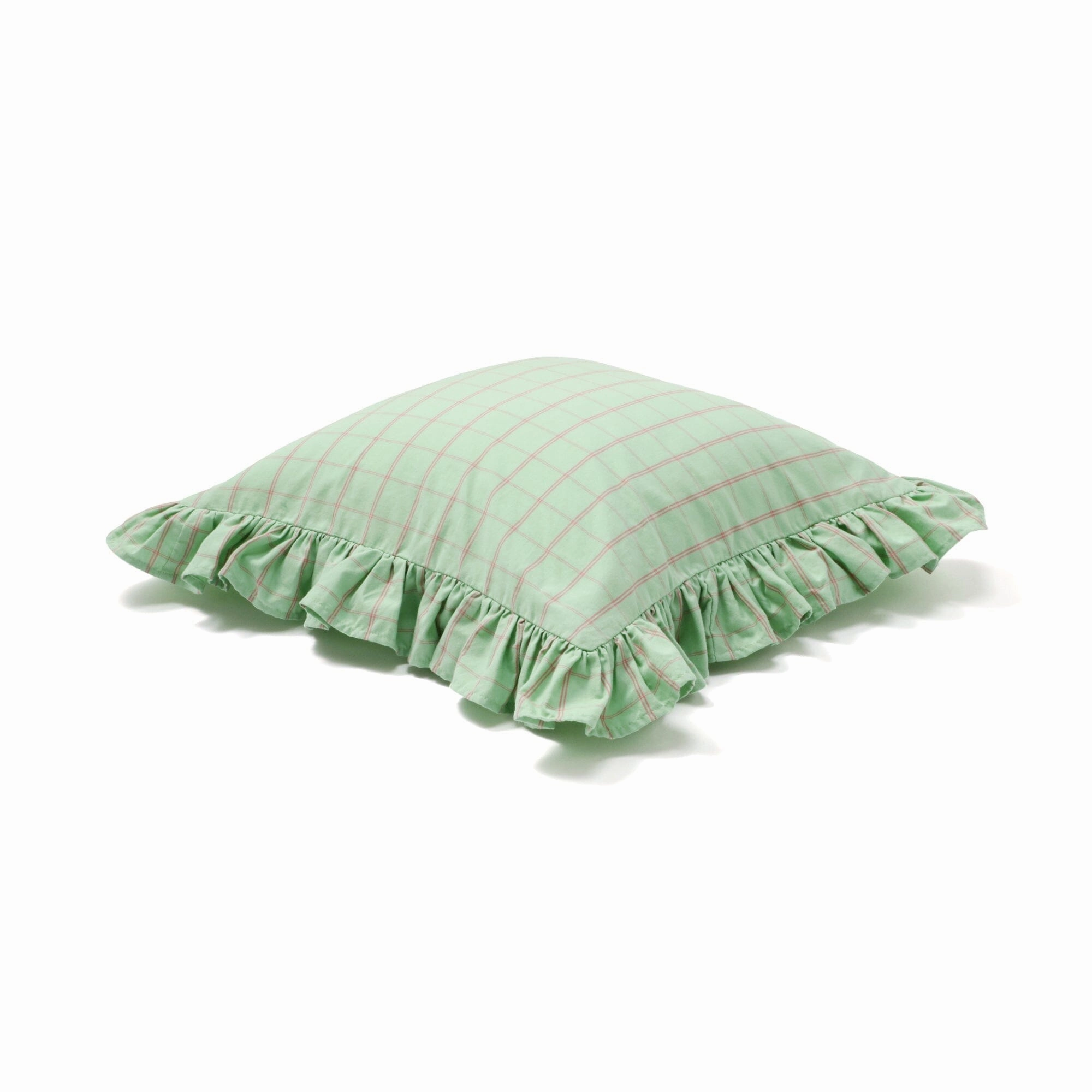Frill Check Cushion Cover 450 X 450 Light Green