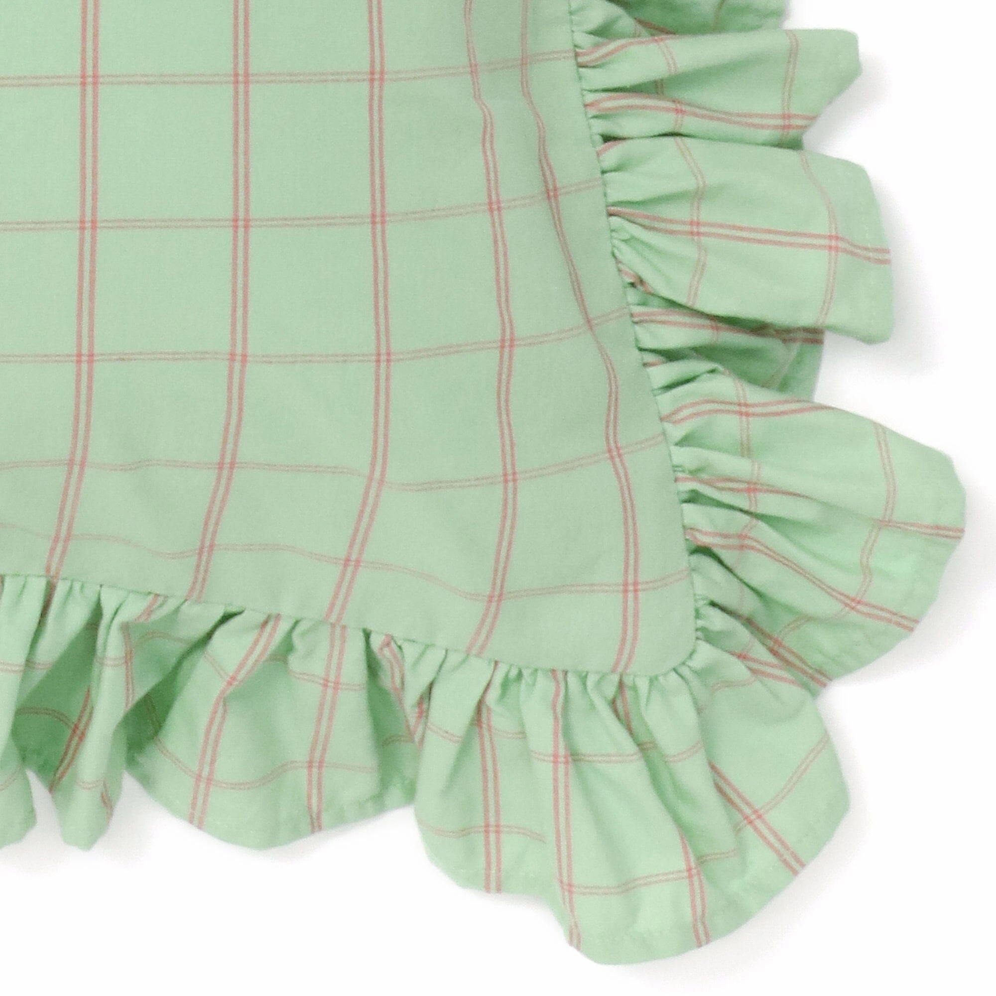 Frill Check Cushion Cover 450 X 450 Light Green