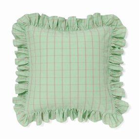 Frill Check Cushion Cover 450 X 450 Light Greenbedding sets ,throw blankets 