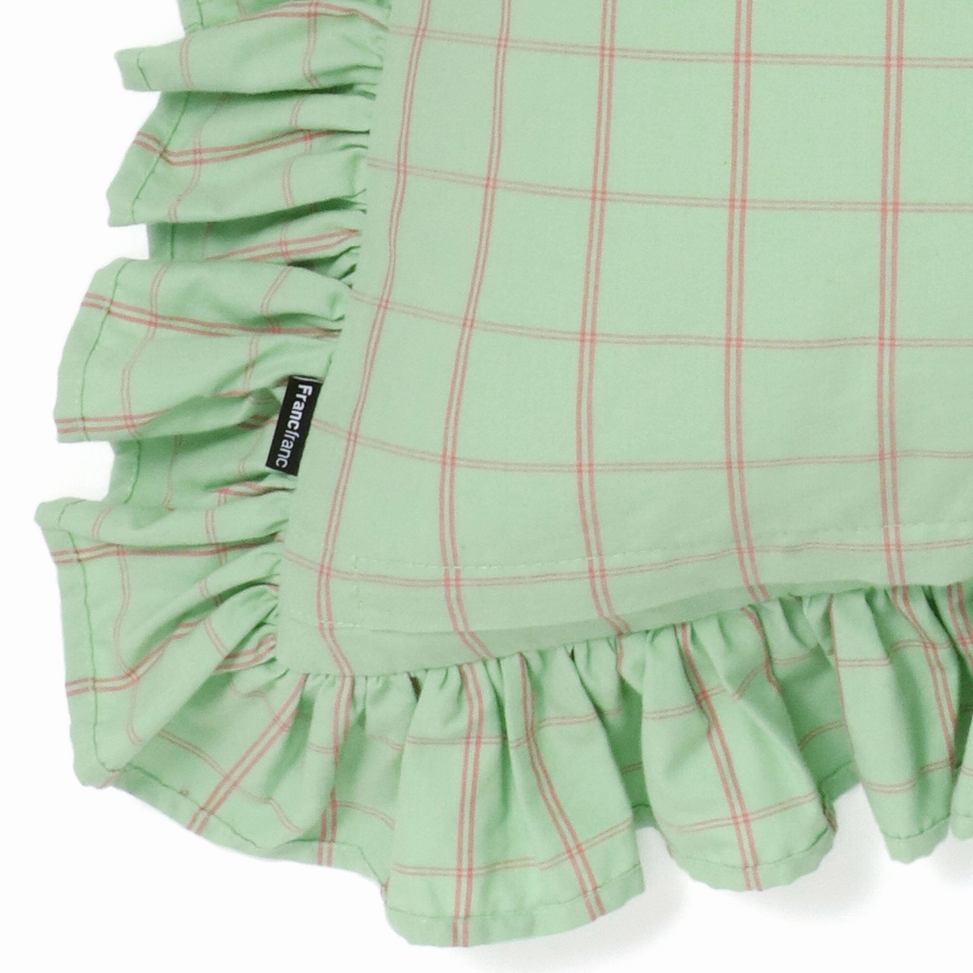 Frill Check Cushion Cover 450 X 450 Light Green