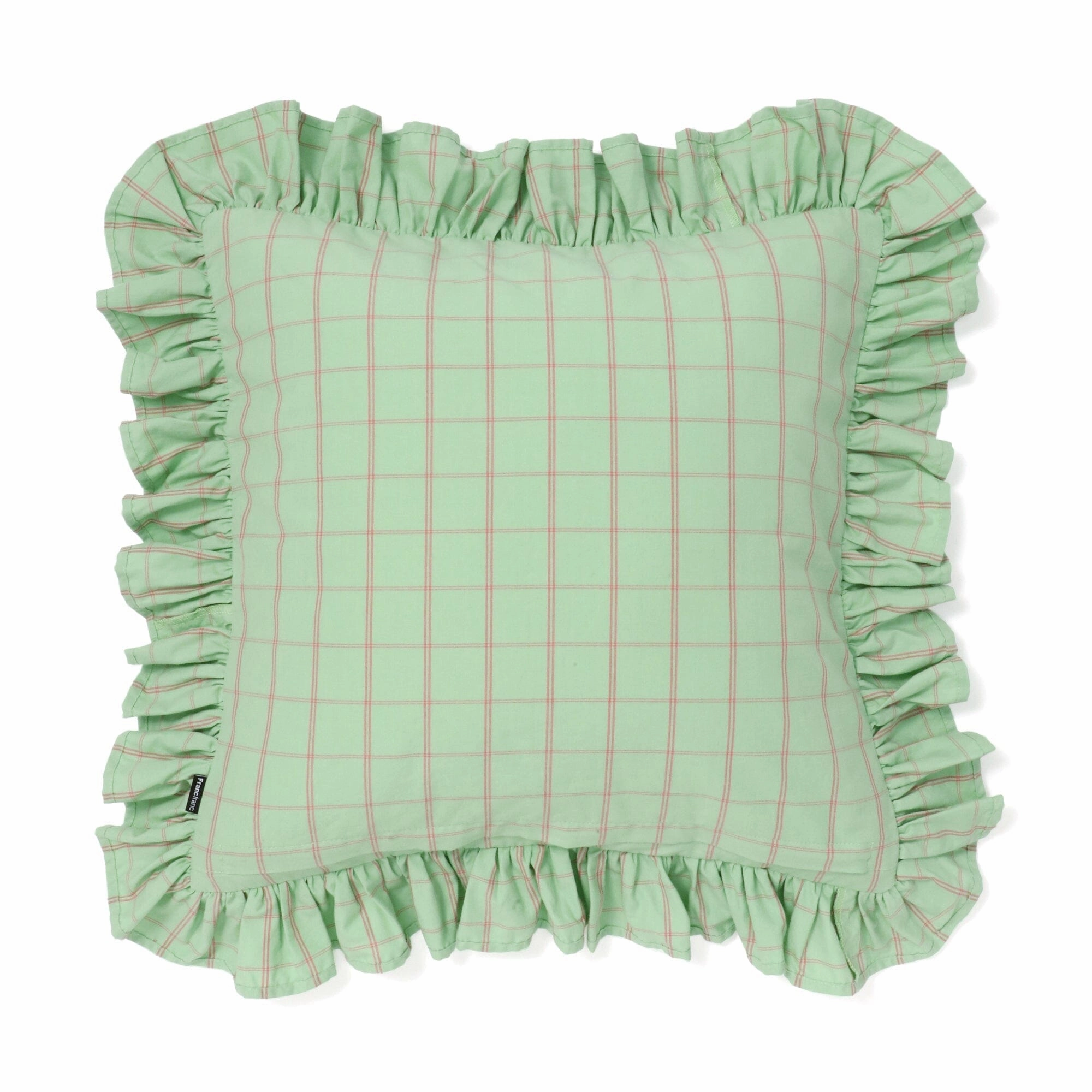 Frill Check Cushion Cover 450 X 450 Light Green