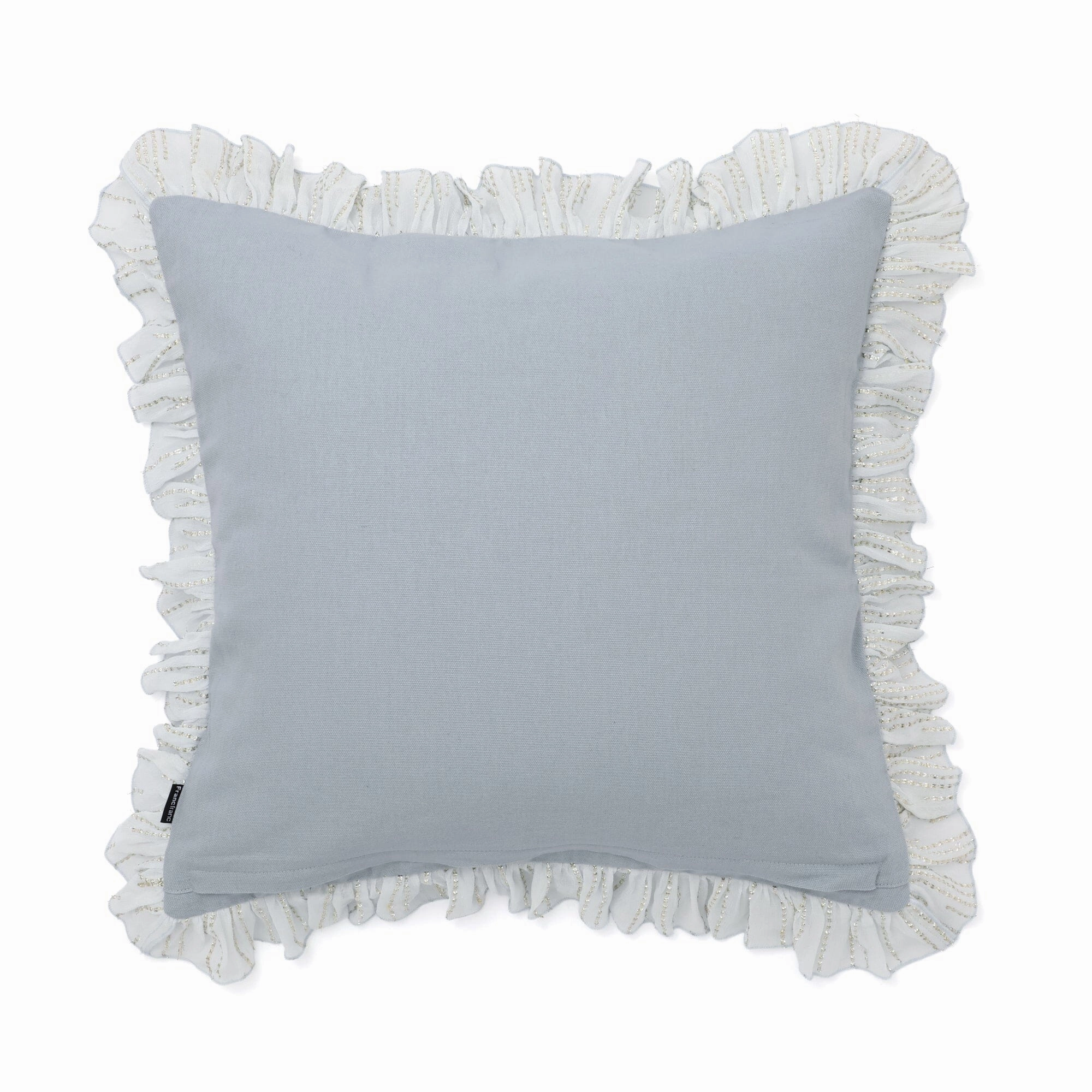 Frill Lurex Cushion Cover 450 X 450 Light Blue
