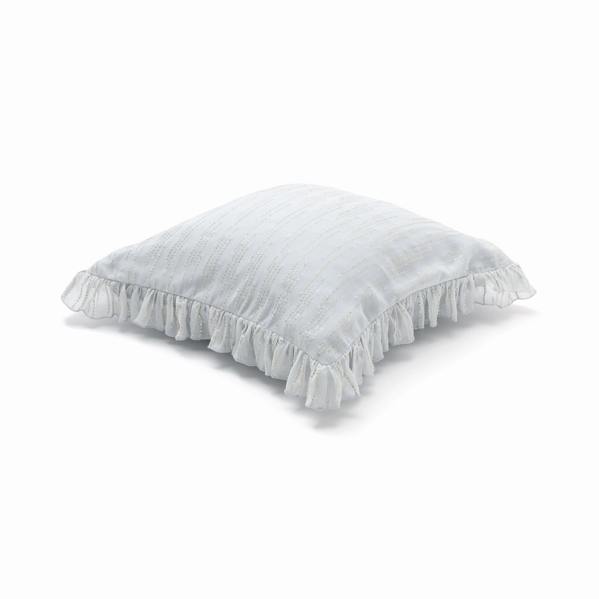Frill Lurex Cushion Cover 450 X 450 Light Blue