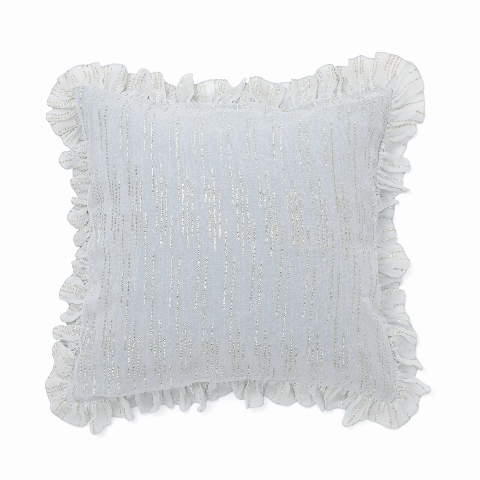 Frill Lurex Cushion Cover 450 X 450 Light Bluebedding sets ,throw blankets 