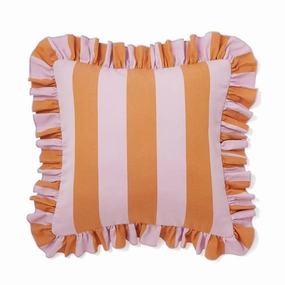 Frill Stripe Cushion Cover 450 x 450  Orange x Pinkbedding sets ,throw blankets 