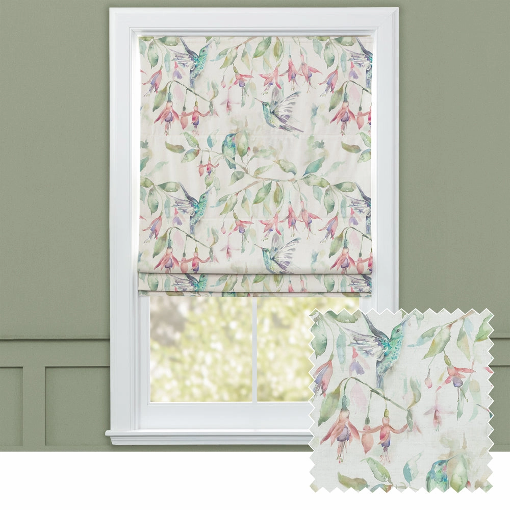 Fuchsia Flight Printed Cotton Made to Measure Roman Blinds Creambedding sets ,throw blankets 