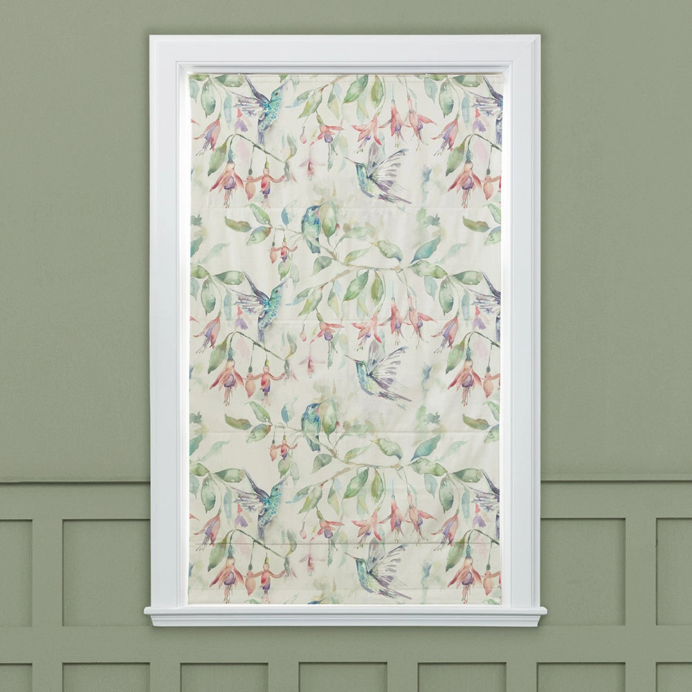 Fuchsia Flight Printed Cotton Made to Measure Roman Blinds Cream