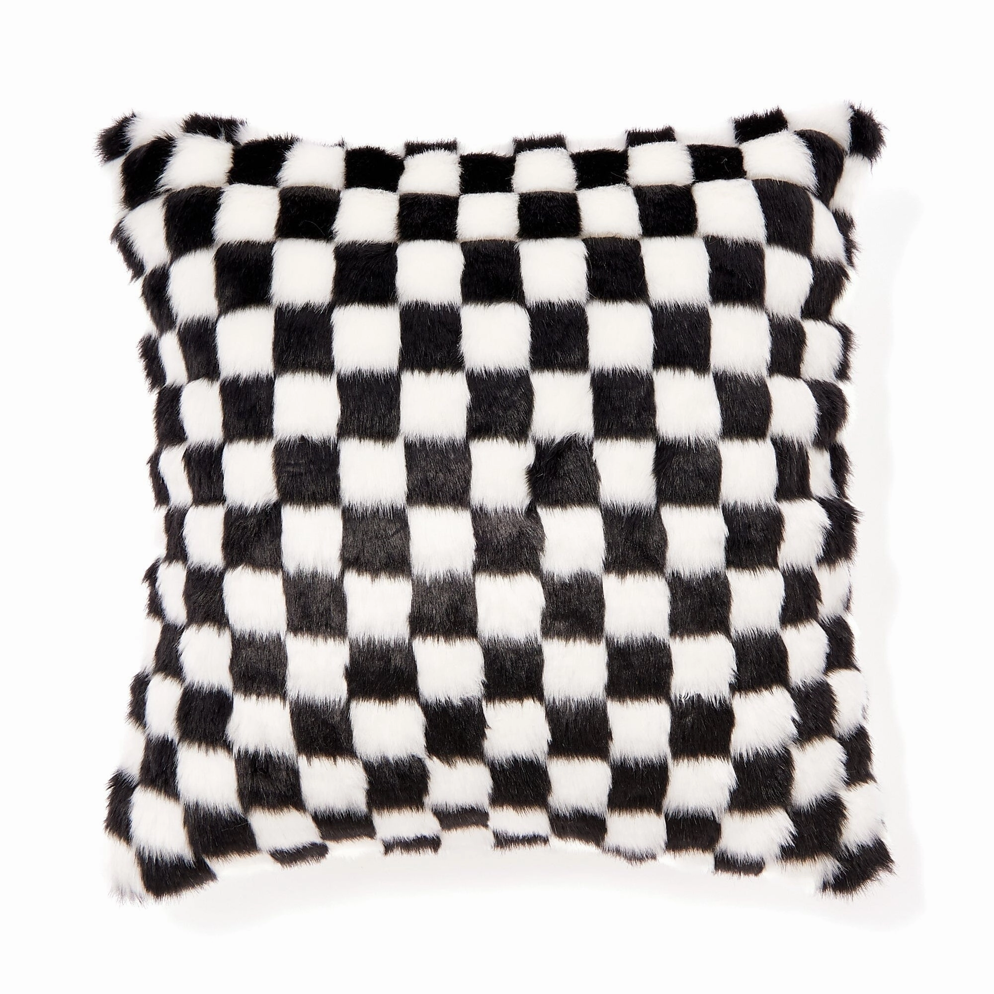 Fur Ab Cushion Cover 450 X 450 White X Blackbedding sets ,throw blankets 