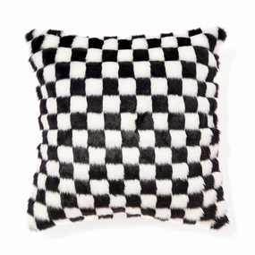 Fur Ab Cushion Cover 450 X 450 White X Blackbedding sets ,throw blankets 