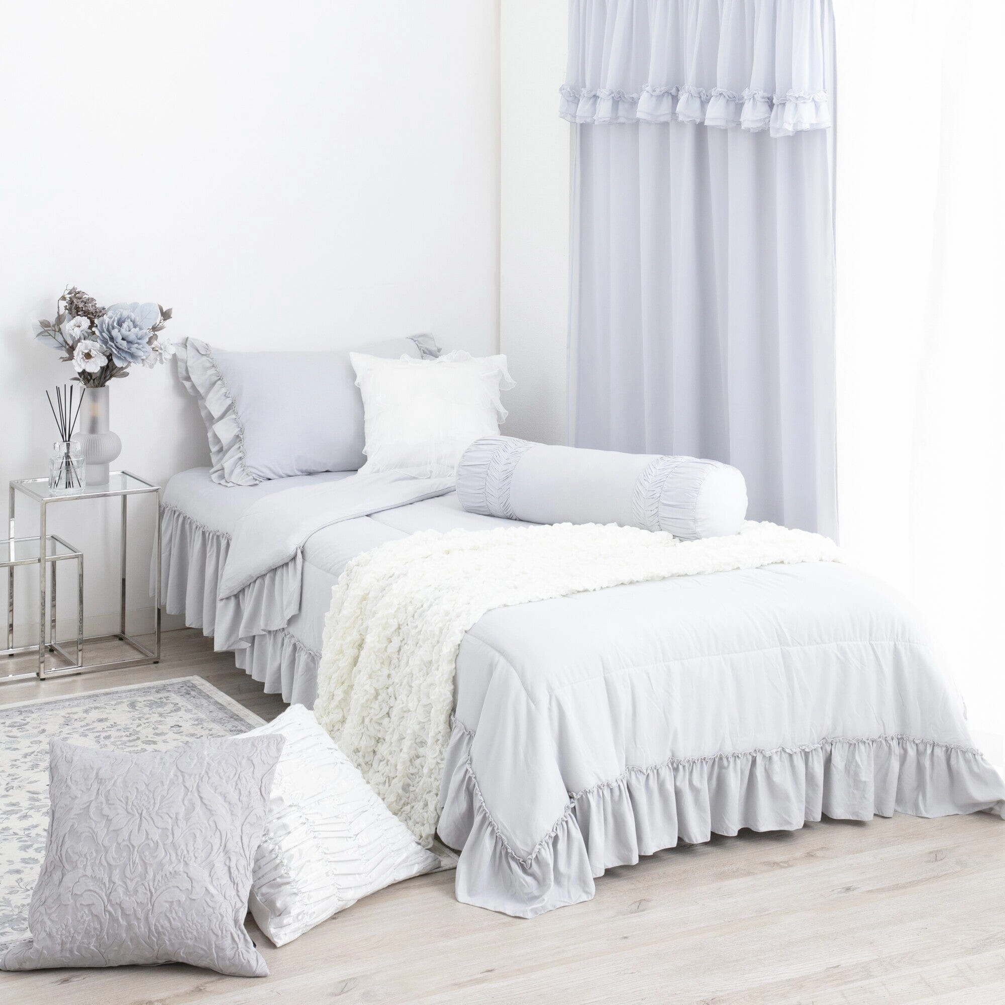 Fuwaro Cooling Pillow Cover Ruffles 700 X 500 Gray