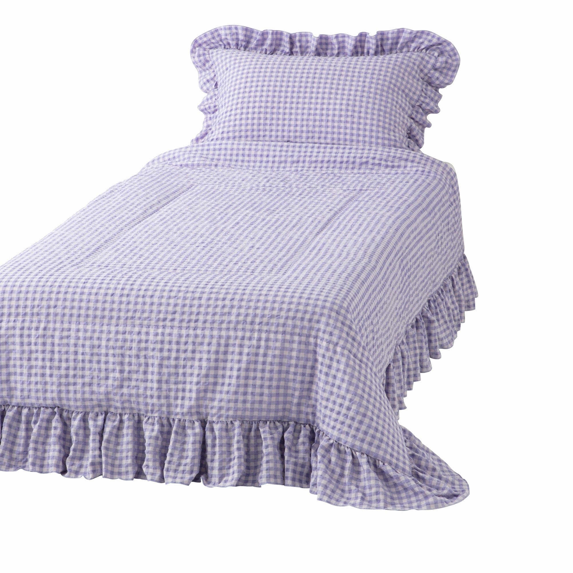 Fuwaro Cooling Quilt Frill Check Single Pink X Purplebedding sets ,throw blankets 