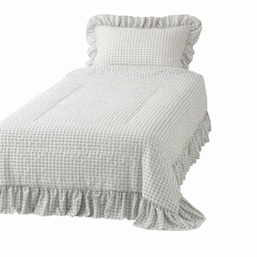 Fuwaro Cooling Quilt Frill Check Single White X Greybedding sets ,throw blankets 