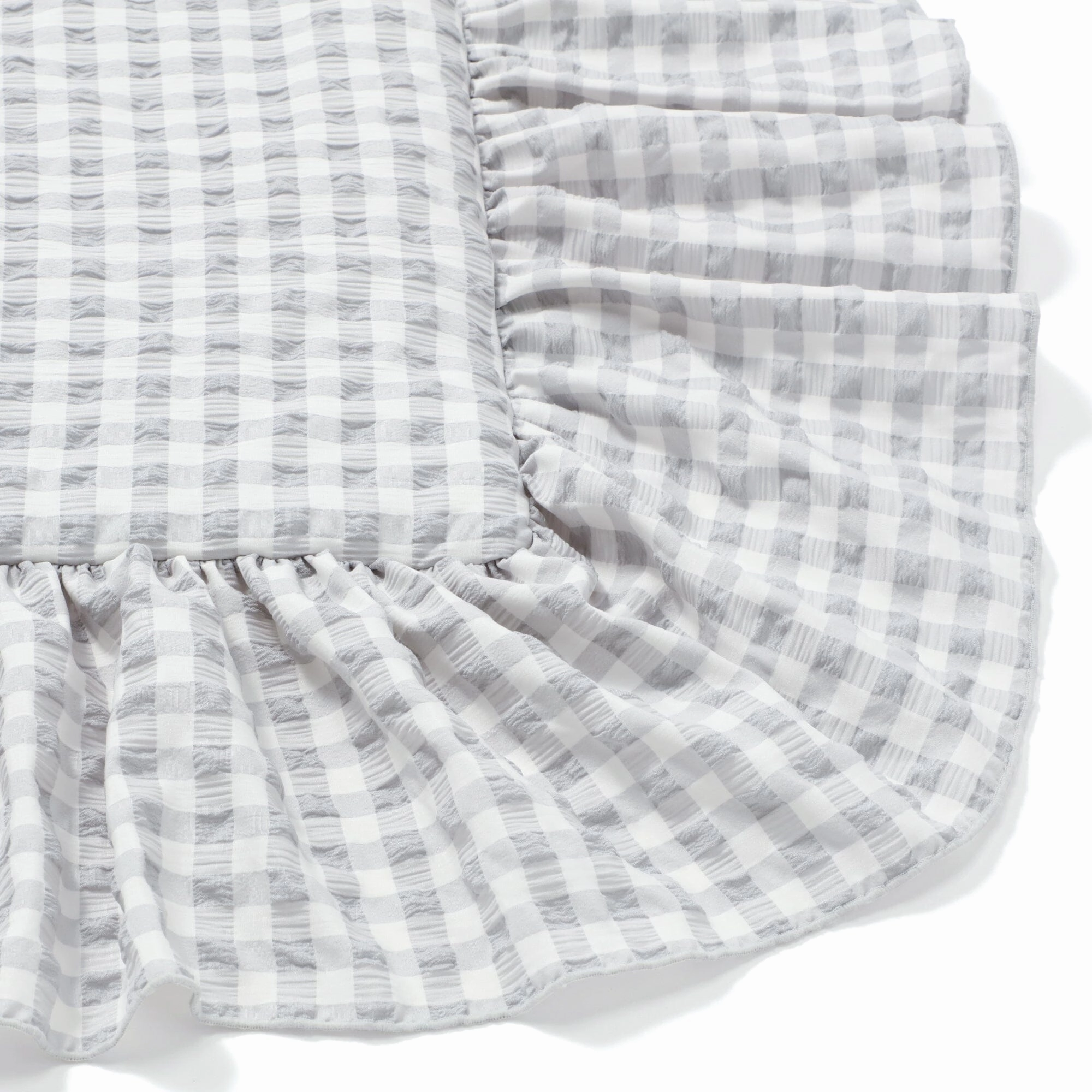 Fuwaro Cooling Quilt Frill Check Single White X Grey
