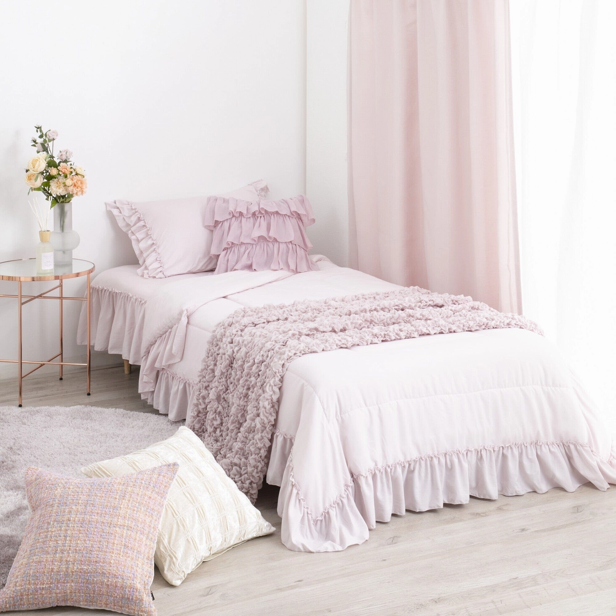 Fuwaro Cooling Quilt Frill Single Pink