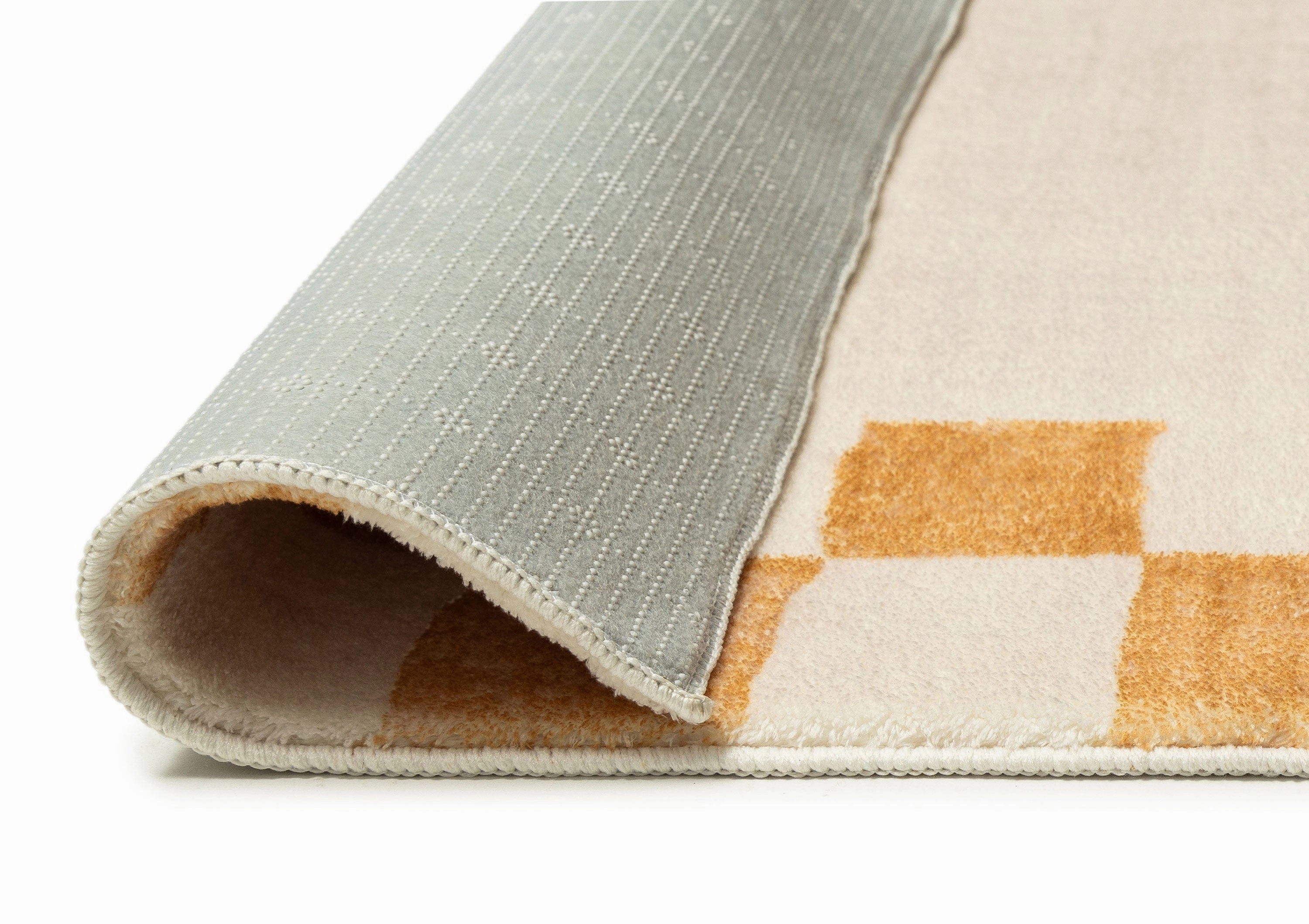 Gadise Yellow Mustard Checkered Border Washable Rug