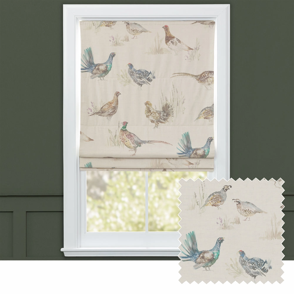 Game Birds Printed Linen Made to Measure Roman Blinds Naturalhome decor ,wall decor 
