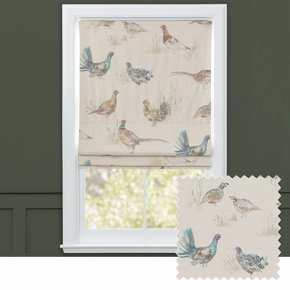 Game Birds Printed Linen Made to Measure Roman Blinds Naturalbedding sets ,throw blankets 
