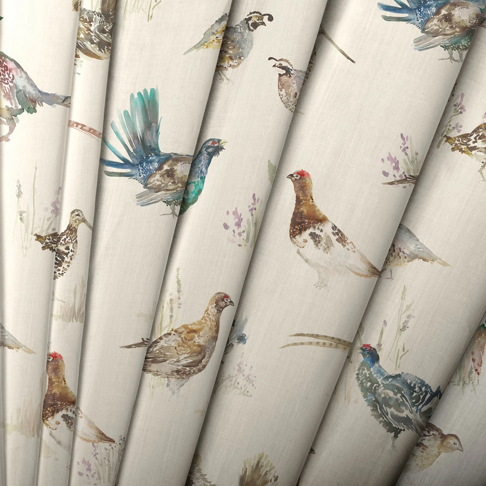 Game Birds Printed Linen Made to Measure Roman Blinds Natural