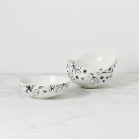 Garden Doodle Cereal Bowls - Set of 4modern kitchen decor ,kitchen dinner set ,dinnerware 