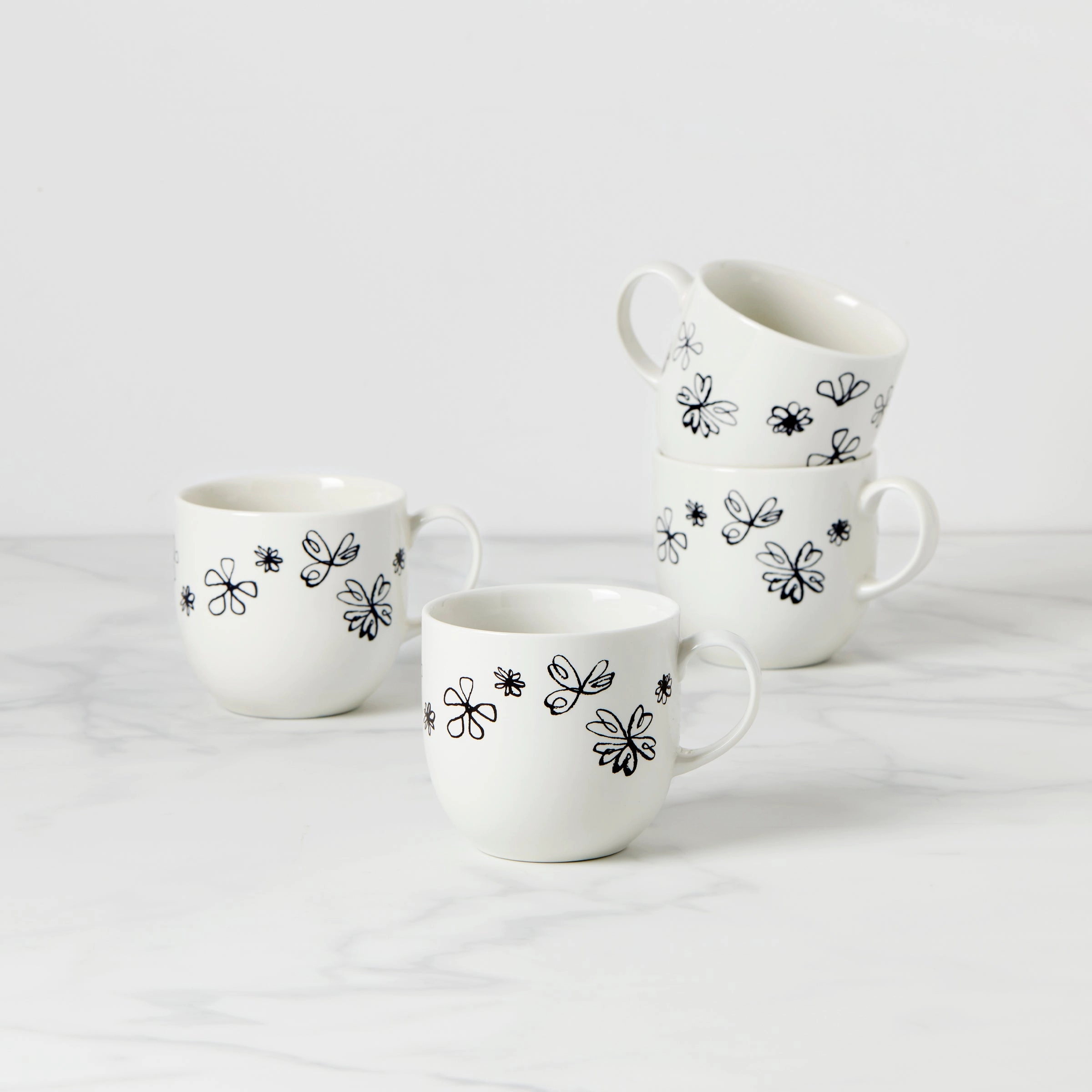Garden Doodle Mugs - Set of 4modern kitchen decor ,kitchen dinner set ,dinnerware 